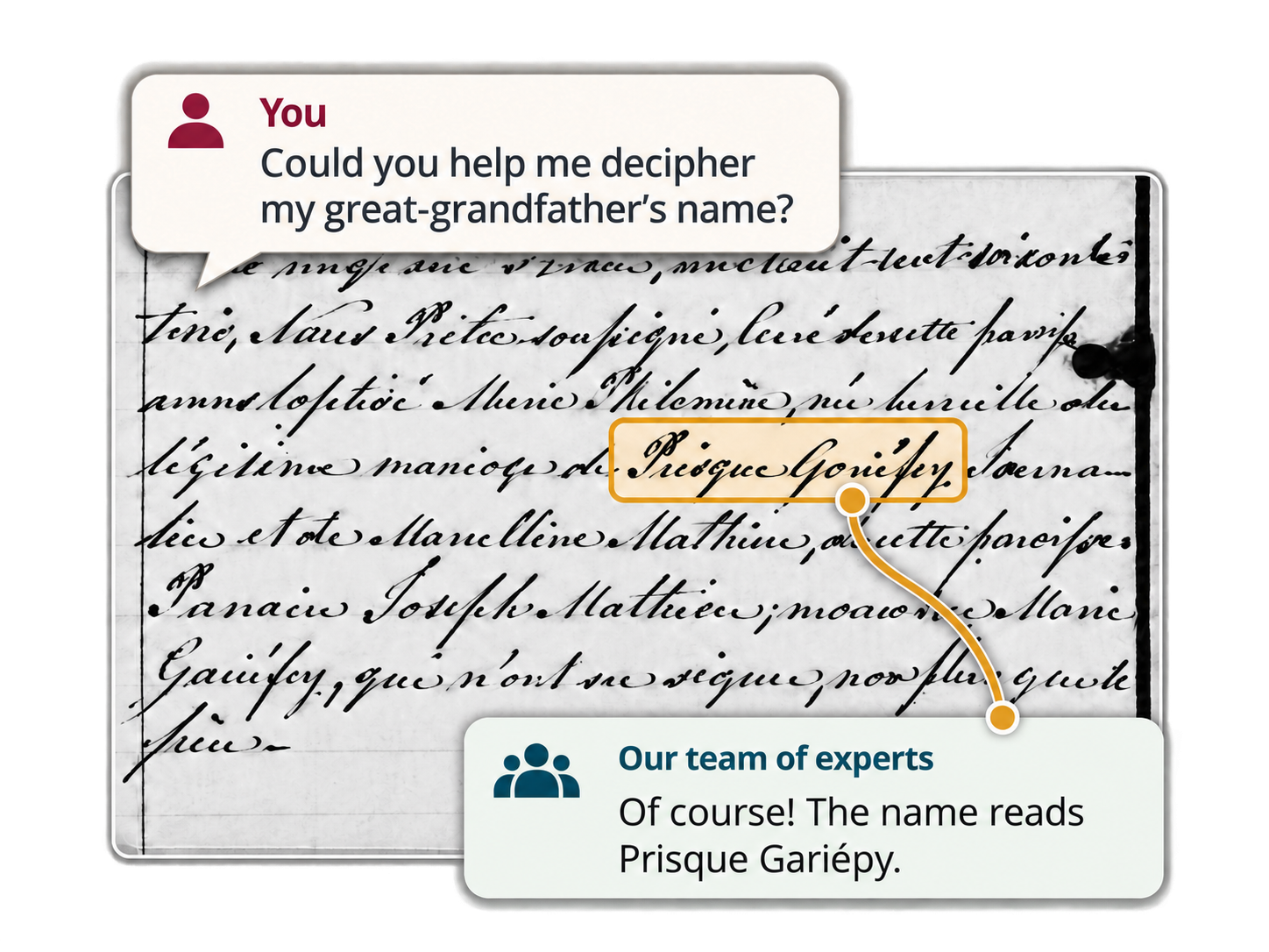 Example of a question about a historical record and the answer from our team of experts