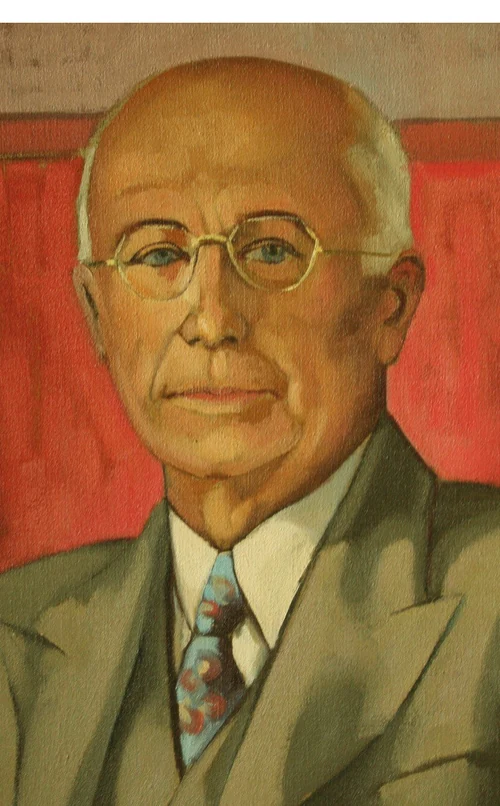 Painted portrait of Joseph Drouin, founder of Les Généalogies Drouin