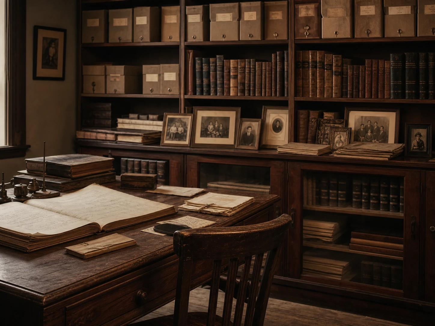 Archive room illustrating Genealogy Quebec's mission to preserve genealogical heritage