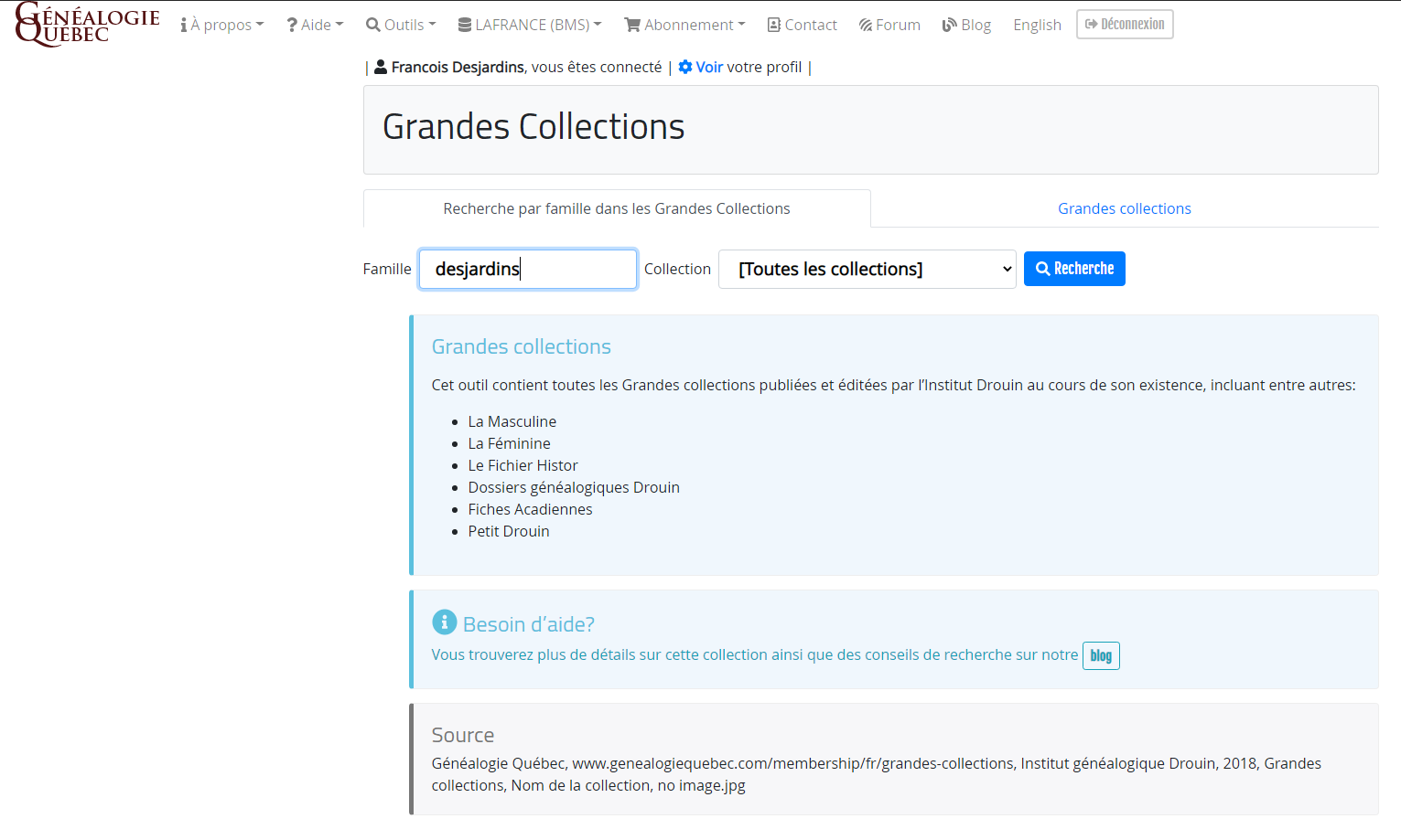 Engin de recherche des Grandes Collections Drouin