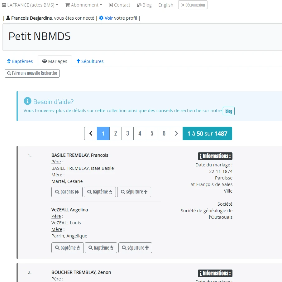 Résultats d'une recherche dans le Petit NBMDS