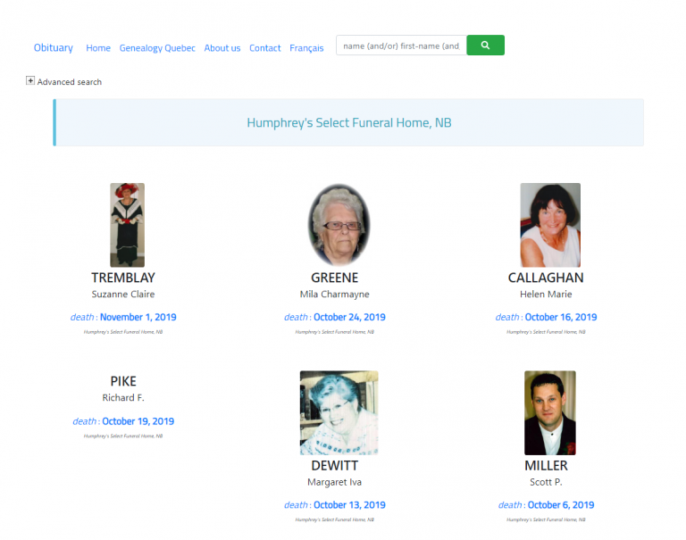 The Obituary section