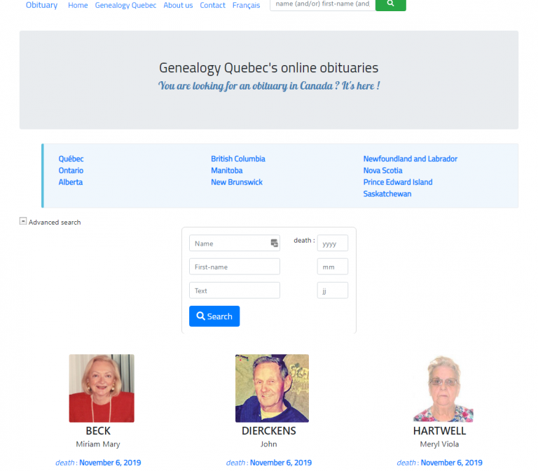 The Obituary section