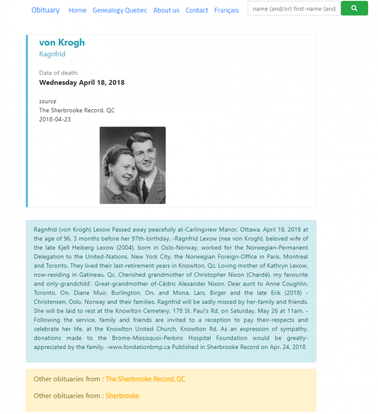 The Obituary section